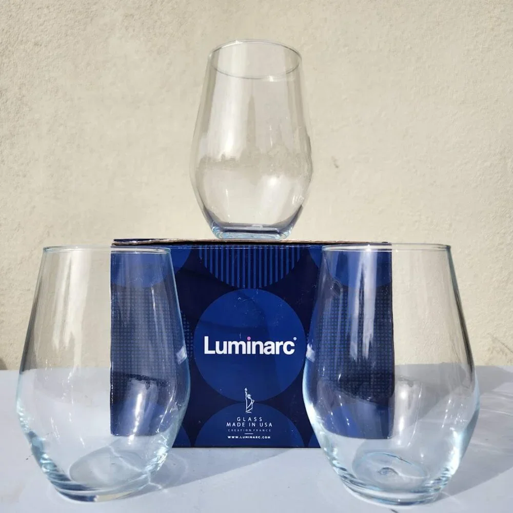NEW Set of 3 Luminarc Concerto 19 oz glass stemless wine water iced tea glasses